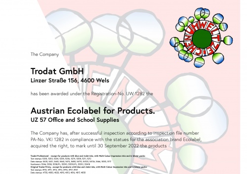 Certificate Austrian Ecolabel for Products