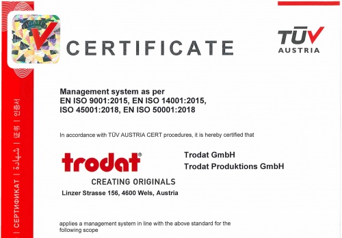 Trodat ISO Certifcate